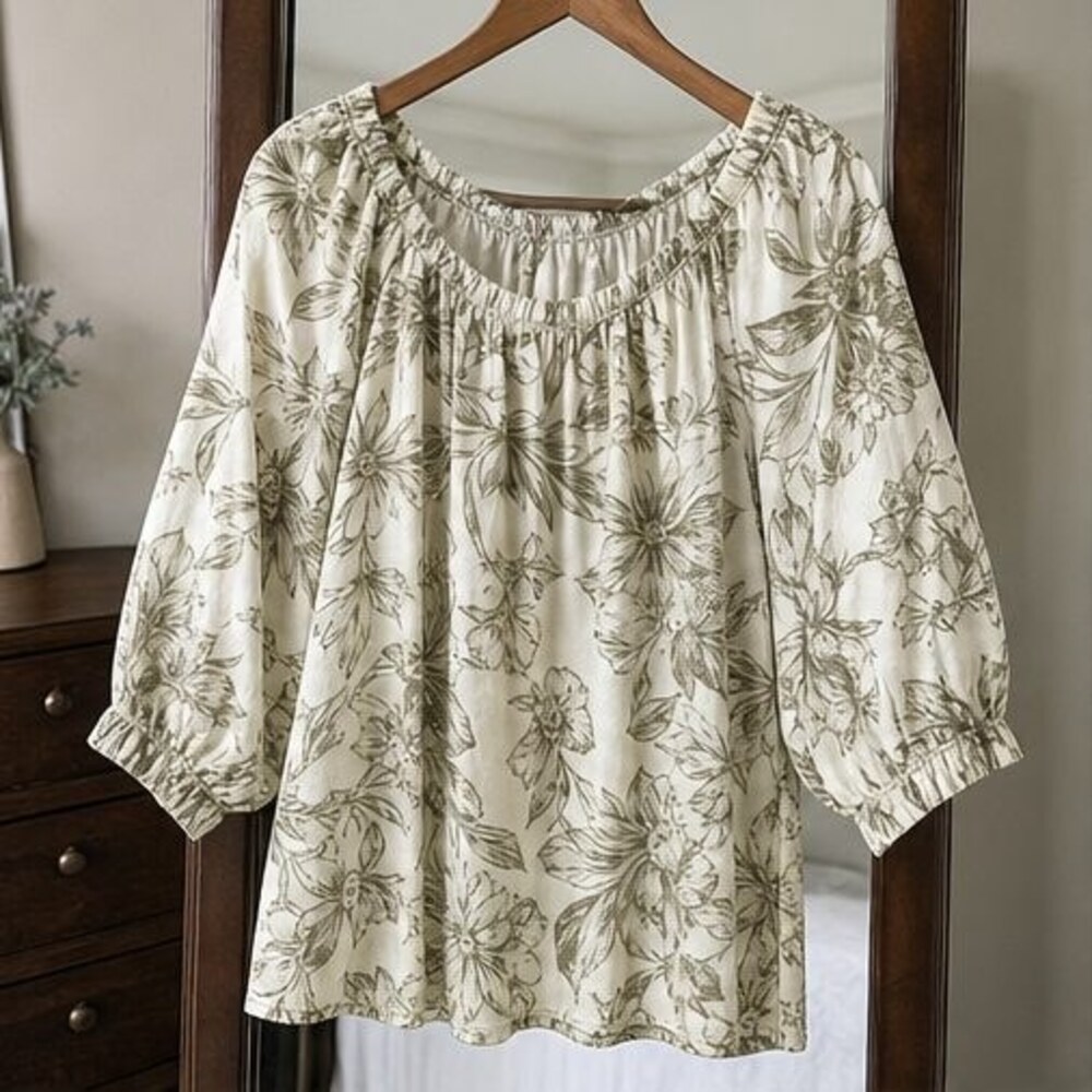 Cream Tie Neck Blouse